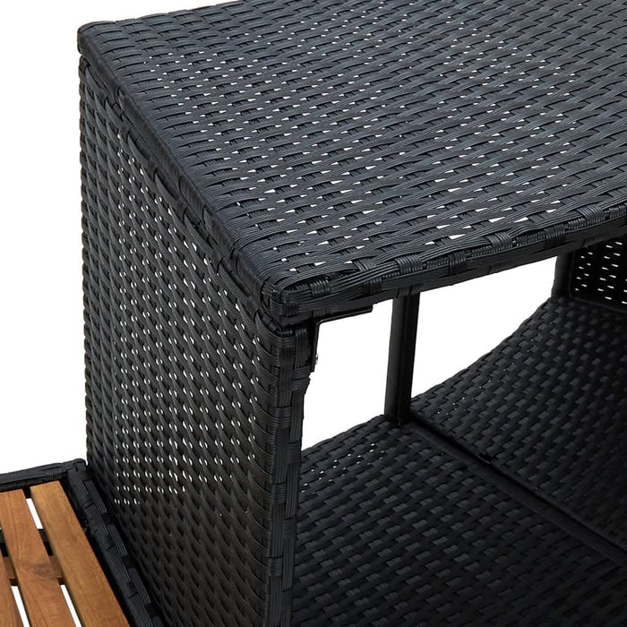 Mobilier de împrejmuire spa, negru, poliratan și lemn de acacia - WALTI WALTI