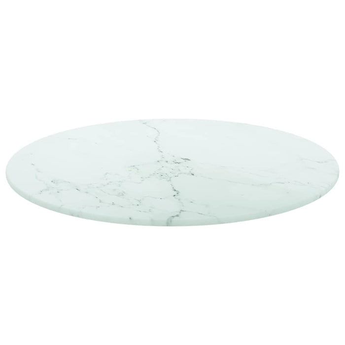 Blat masă, alb, Ø40x0,8 cm, sticlă securizată, design marmură - WALTI WALTI