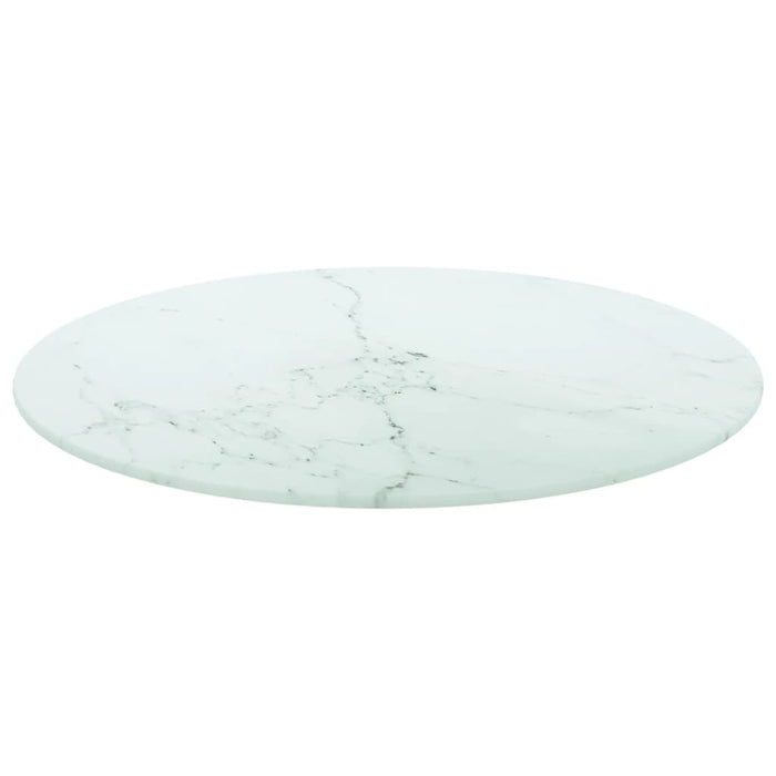 Blat masă, alb, Ø50x0,8 cm, sticlă securizată, design marmură - WALTI WALTI