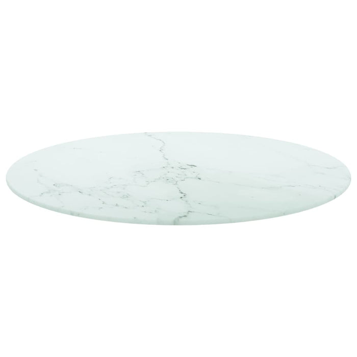 Blat masă, alb, Ø70x0,8 cm, sticlă securizată, design marmură - WALTI WALTI