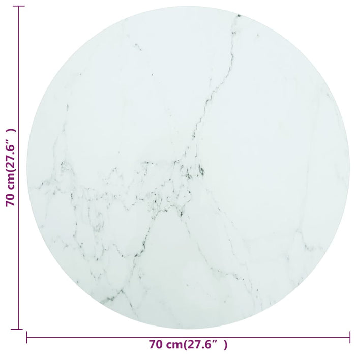 Blat masă, alb, Ø70x0,8 cm, sticlă securizată, design marmură - WALTI WALTI