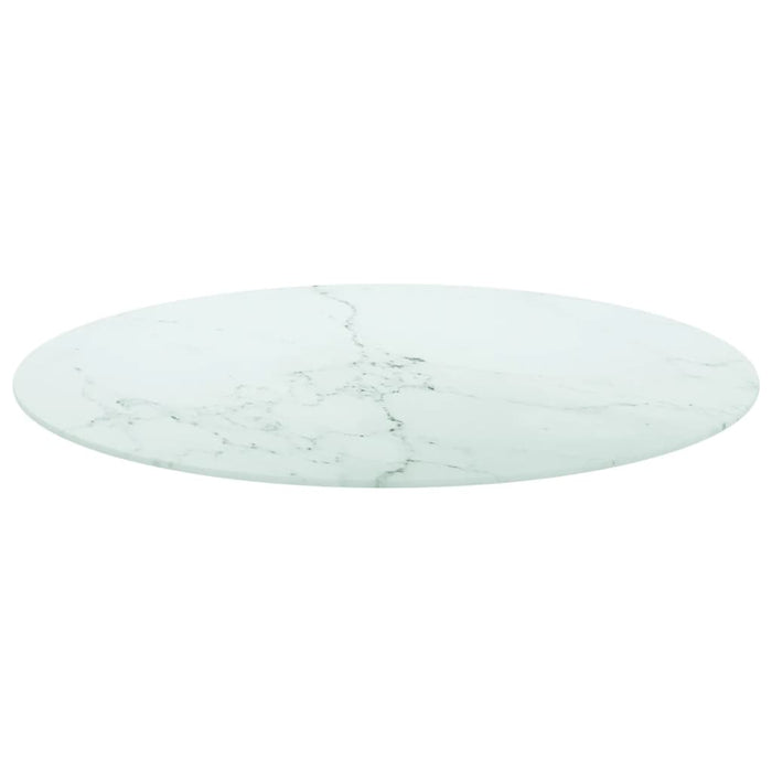 Blat masă alb Ø80x1 cm sticlă securizată cu design de marmură - WALTI WALTI