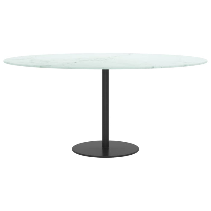 Blat de masă alb Ø90x1 cm sticlă securizată cu design marmură - WALTI WALTI