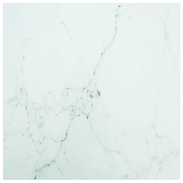 Blat masă alb 60x60cm 6mm sticlă securizată, design de marmură - WALTI WALTI