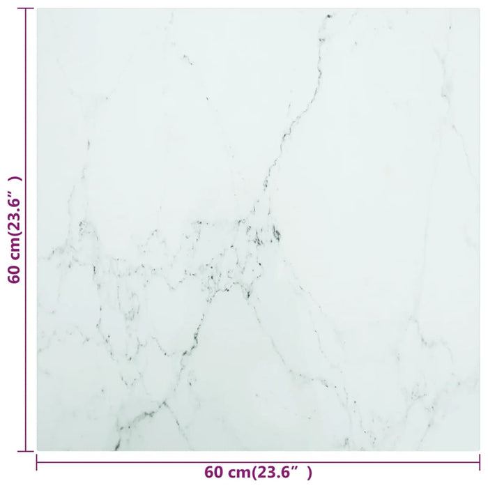 Blat masă alb 60x60cm 6mm sticlă securizată, design de marmură - WALTI WALTI