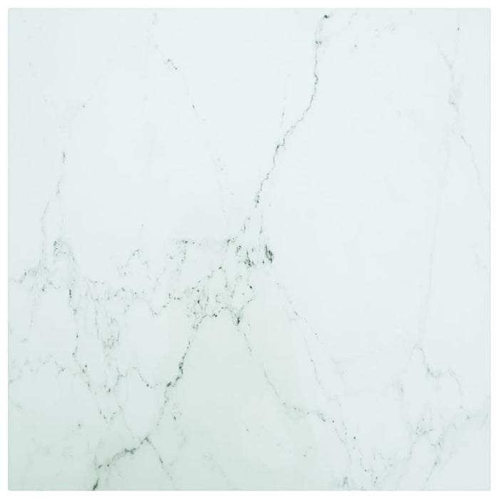 Blat masă alb 70x70 cm 6 mm sticlă securizată design marmură - WALTI WALTI