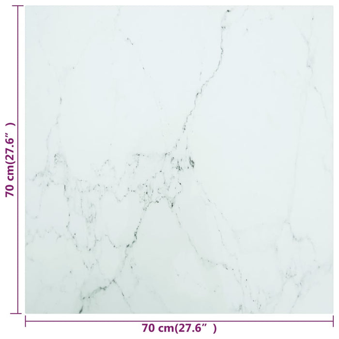 Blat masă alb 70x70 cm 6 mm sticlă securizată design marmură - WALTI WALTI