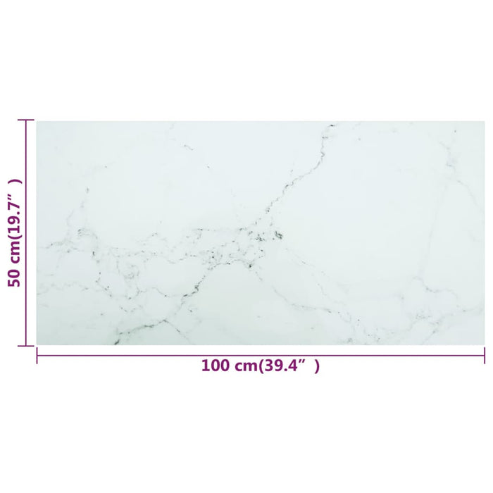 Blat masă alb 100x50 cm 6 mm sticlă securizată design marmură - WALTI WALTI