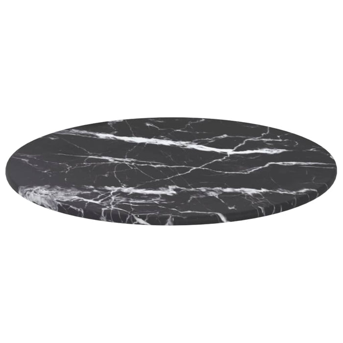 Blat masă, negru, Ø30x0,8 cm, sticlă securizată, design marmură - WALTI WALTI