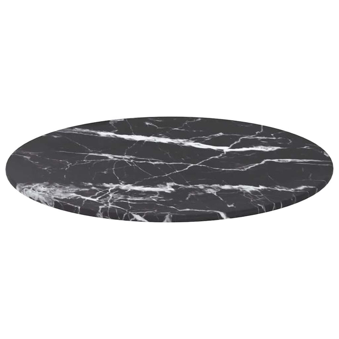 Blat masă negru Ø40x0,8 cm, sticlă securizată cu design marmură - WALTI WALTI