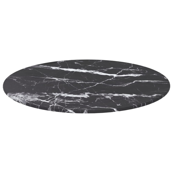 Blat masă, negru, Ø50x0,8 cm, sticlă securizată, design marmură - WALTI WALTI