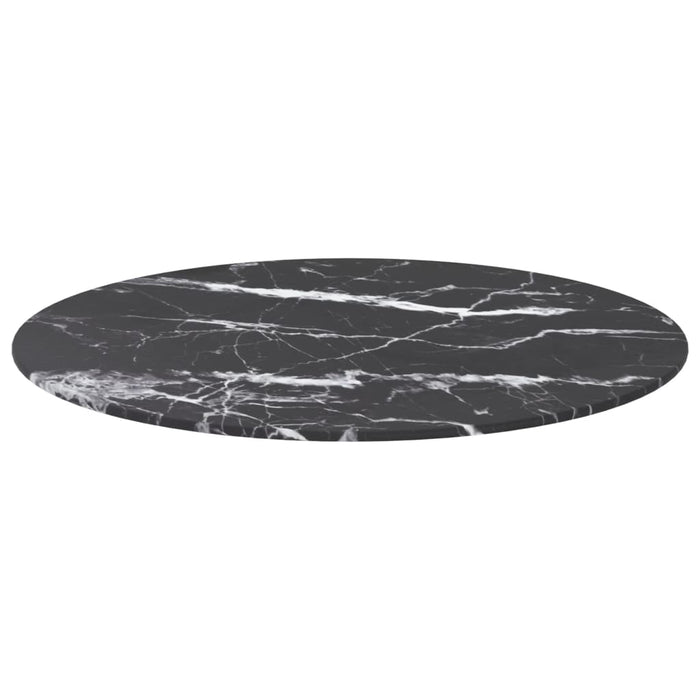 Blat masă negru Ø60x0,8 cm, sticlă securizată, design marmură - WALTI WALTI