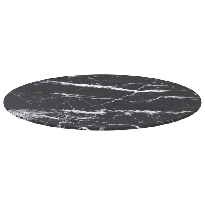Blat masă negru Ø70x0,8 cm, sticlă securizată cu design marmură - WALTI WALTI
