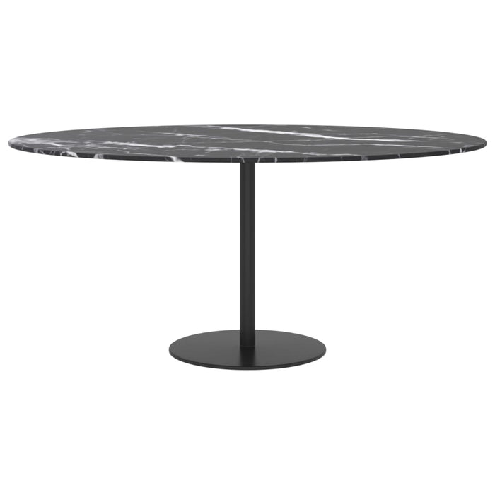 Blat masă negru Ø90x1 cm sticlă securizată cu design marmură - WALTI WALTI