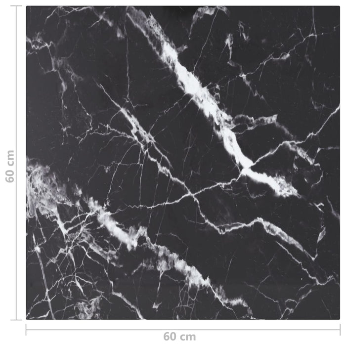 Blat masă negru 60x60cm 6mm sticlă securizată design de marmură - WALTI WALTI