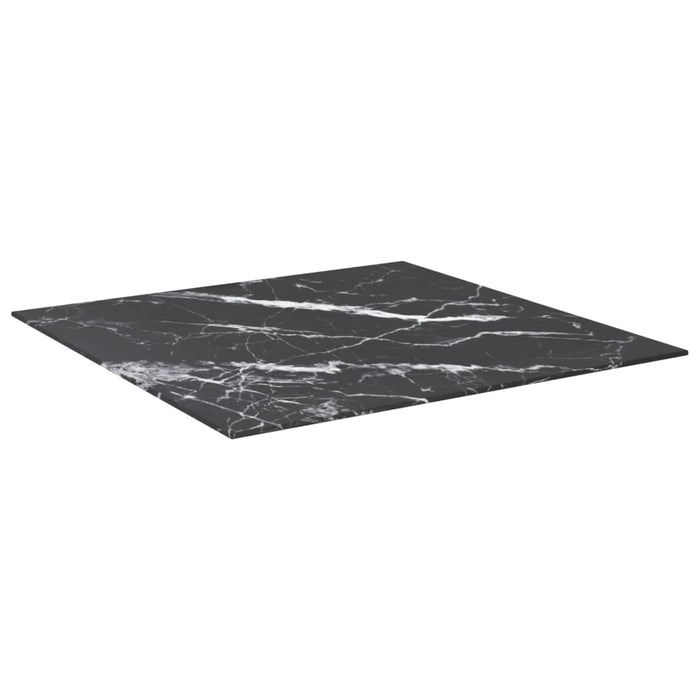 Blat masă negru 70x70 cm 6 mm sticlă securizată design marmură - WALTI WALTI