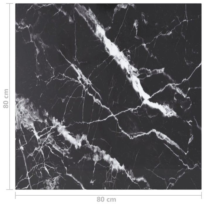 Blat masă negru 80x80 cm 6 mm sticlă securizată design marmură - WALTI WALTI
