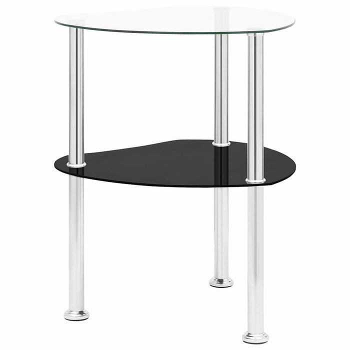 Masă laterală 2 niveluri transparent/negru 38x38x50 cm sticlă WALTI