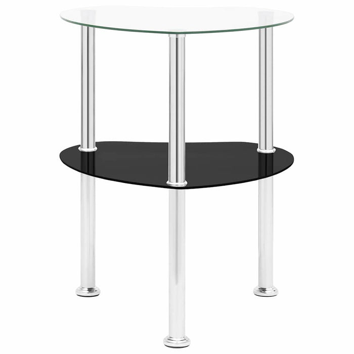Masă laterală 2 niveluri transparent/negru 38x38x50 cm sticlă WALTI
