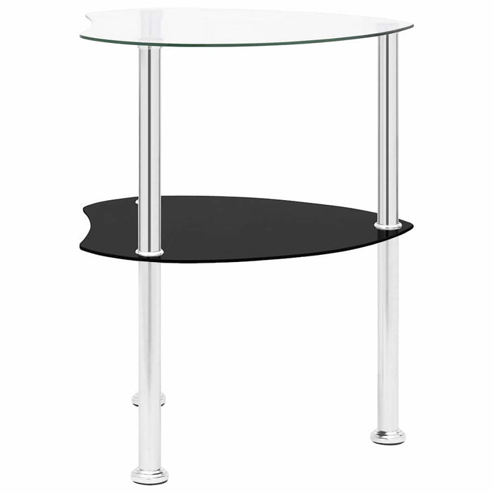 Masă laterală 2 niveluri transparent/negru 38x38x50 cm sticlă WALTI