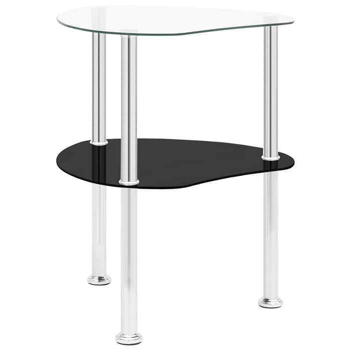 Masă laterală 2 niveluri transparent/negru 38x38x50 cm sticlă WALTI