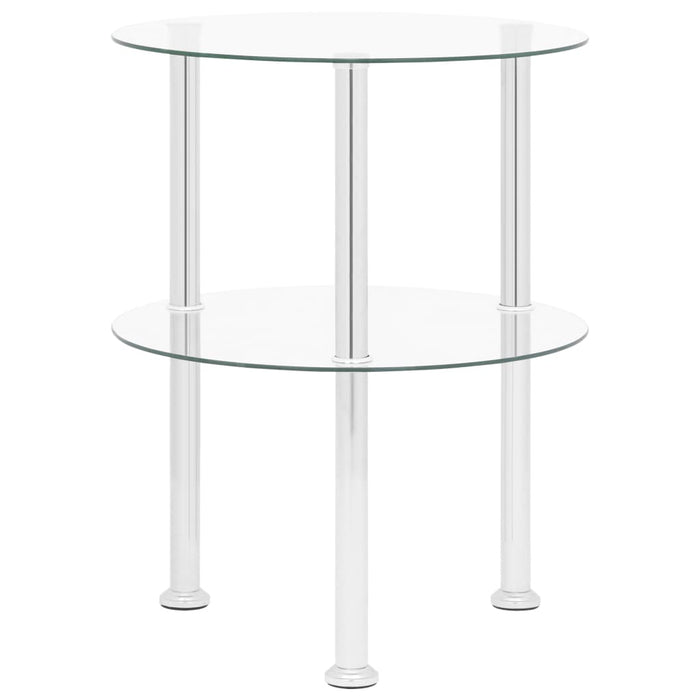 Masă laterală 2 niveluri, transparent, 38 cm, sticlă securizată WALTI