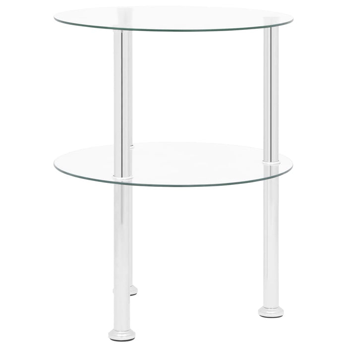 Masă laterală 2 niveluri, transparent, 38 cm, sticlă securizată WALTI