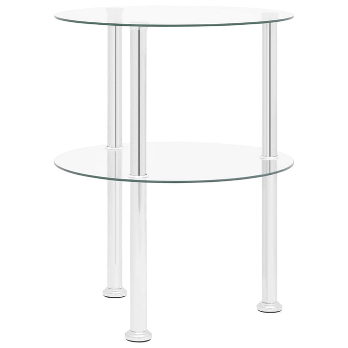 Masă laterală 2 niveluri, transparent, 38 cm, sticlă securizată WALTI