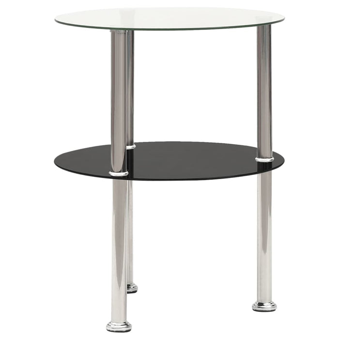 Masă laterală 2 niv. transparent/negru 38 cm sticlă securizată - WALTI WALTI