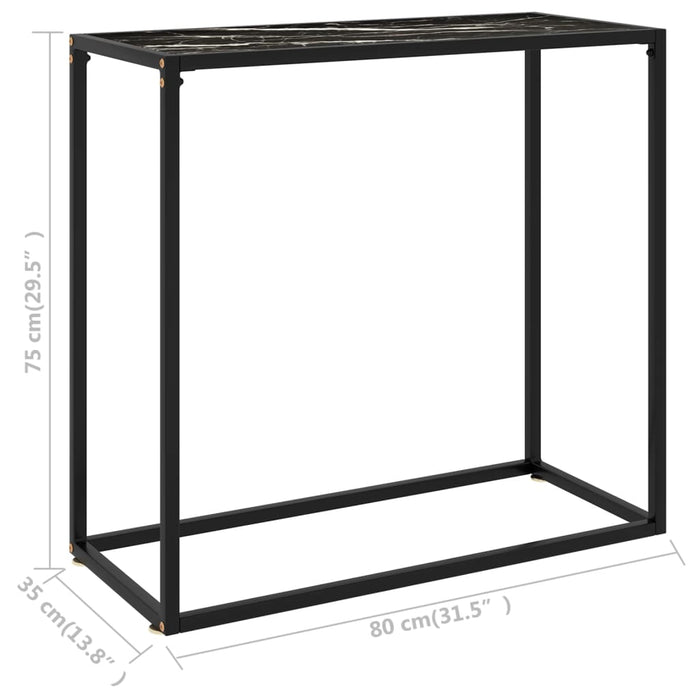 Masă consolă, negru, 80x35x75 cm, sticlă securizată - WALTI WALTI