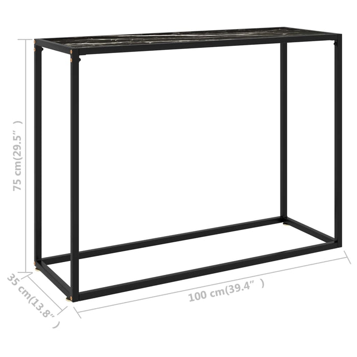 Masă consolă, negru, 100x35x75 cm, sticlă securizată - WALTI WALTI