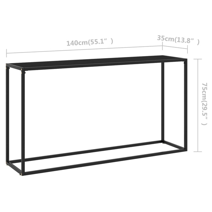 Masă consolă, negru, 140x35x75 cm, sticlă securizată WALTI