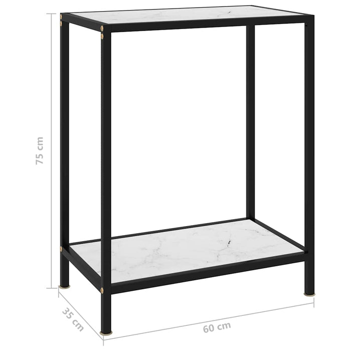 Masă consolă, alb, 60 x 35 x 75 cm, sticlă securizată WALTI