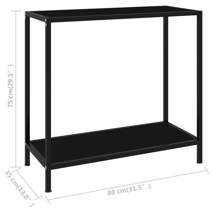 Masă consolă, negru, 80 x 35 x 75 cm, sticlă securizată - WALTI WALTI