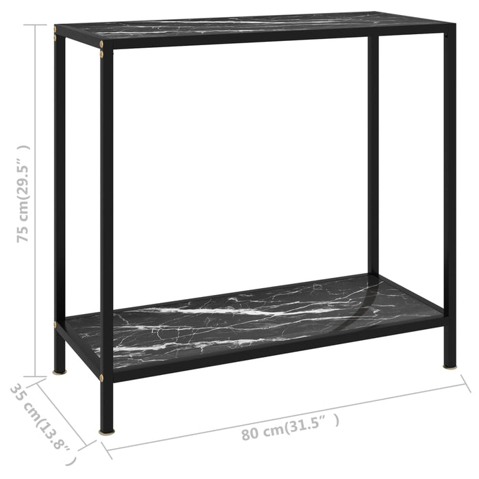 Masă consolă, negru, 80 x 35 x 75 cm, sticlă securizată - WALTI WALTI