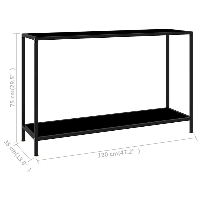 Masă consolă, negru, 120 x 35 x 75 cm, sticlă securizată WALTI