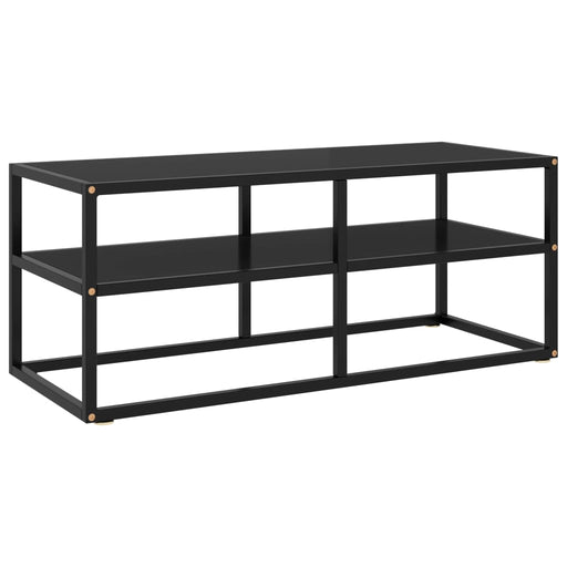 Comodă TV neagră cu sticlă neagră, 100 x 40 x 40 cm - WALTI WALTI