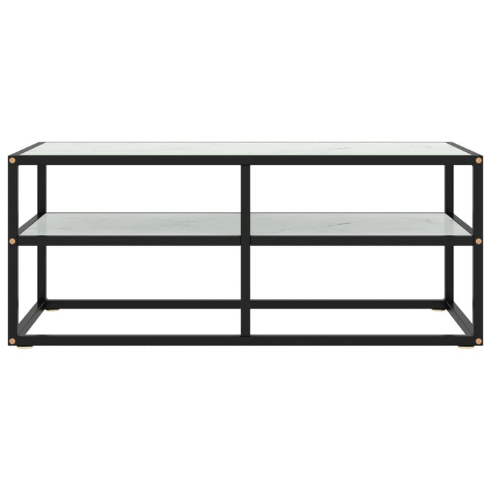 Comodă TV, negru cu sticlă albă marmorată, 100x40x40 cm - WALTI WALTI