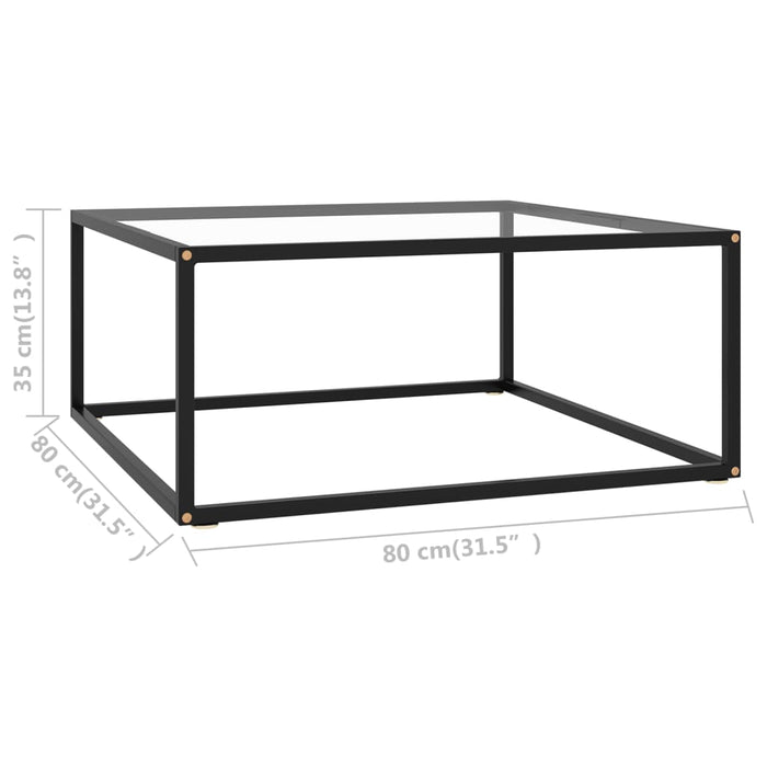 Măsuță de cafea, negru cu sticlă securizată, 80x80x35 cm - WALTI WALTI