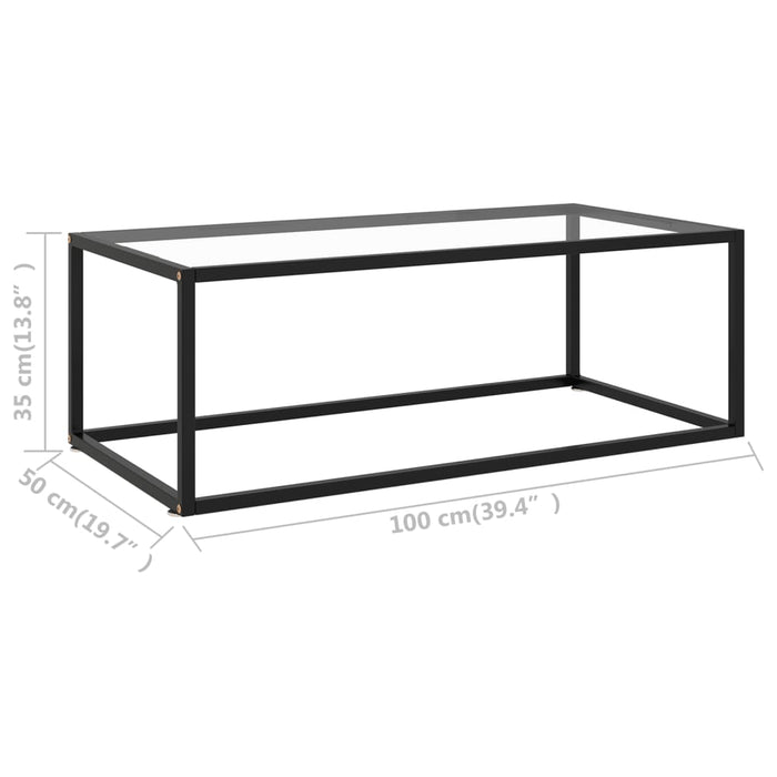Măsuță de cafea, negru cu sticlă securizată, 100x50x35 cm WALTI