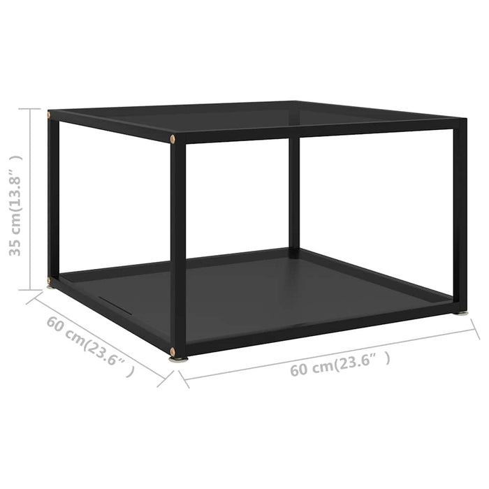 Măsuță de cafea, negru, 60x60x35 cm, sticlă securizată WALTI