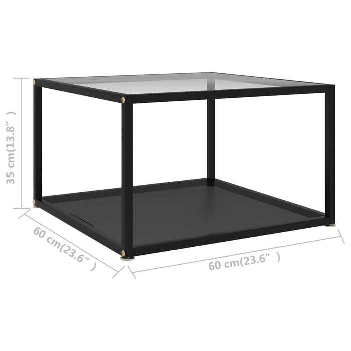 Măsuță cafea, transparent/negru, 60x60x35 cm, sticlă securizată - WALTI WALTI