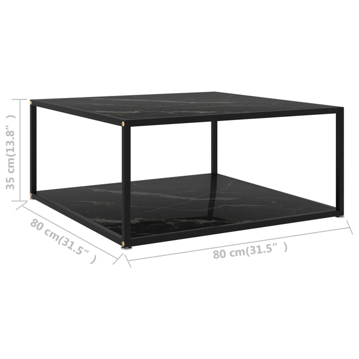 Măsuță de cafea, negru, 80x80x35 cm, sticlă securizată WALTI