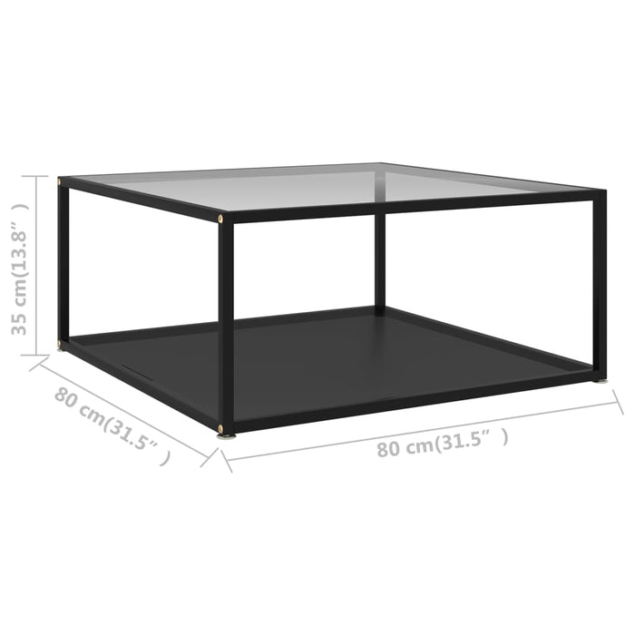 Măsuță de cafea transparent/negru 80x80x35 cm sticlă securizată - WALTI WALTI