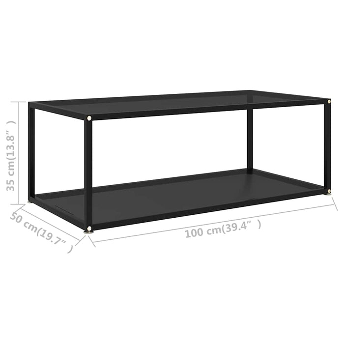 Măsuță de cafea, negru, 100x50x35 cm, sticlă securizată WALTI