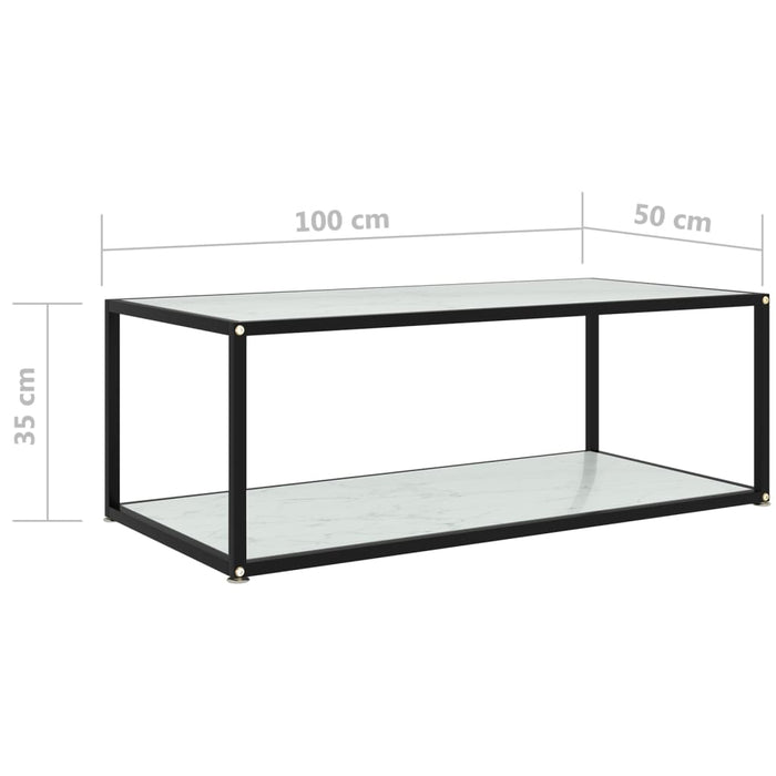 Măsuță de cafea, alb, 100x50x35 cm, sticlă securizată - WALTI WALTI
