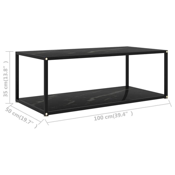 Măsuță de cafea, negru, 100x50x35 cm, sticlă securizată - WALTI WALTI