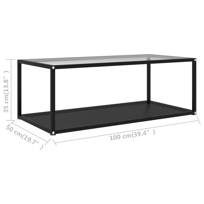Măsuță cafea transparent/negru 100x50x35 cm sticlă securizată - WALTI WALTI