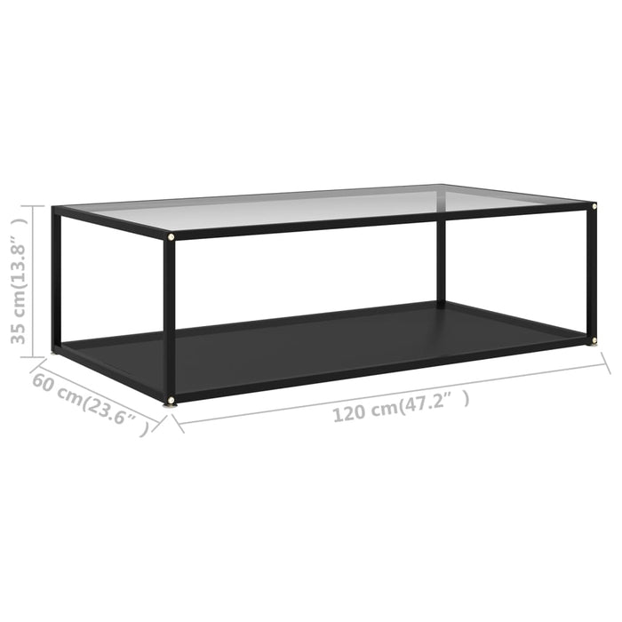 Măsuță cafea transparent/negru 120x60x35 cm sticlă securizată WALTI