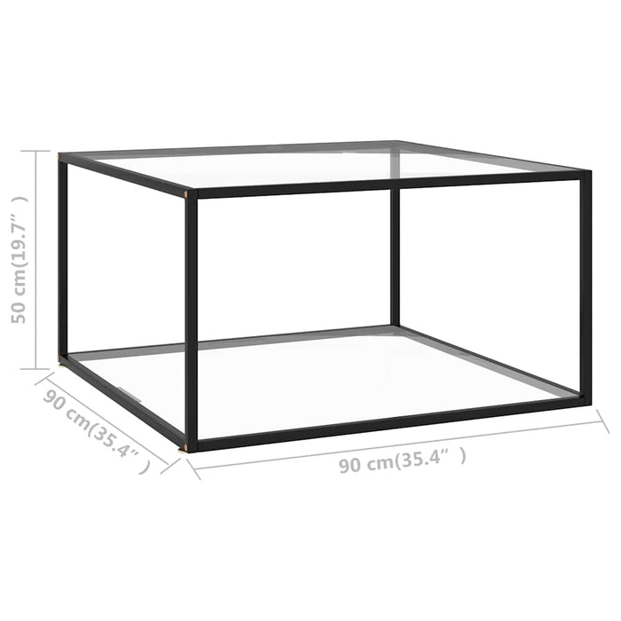 Măsuță de cafea, negru cu sticlă securizată, 90x90x50 cm WALTI